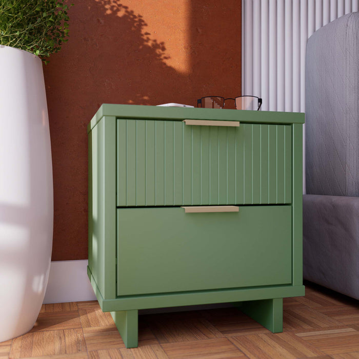 Manhattan Comfort Granville Modern Nightstand with 2 Full Extension Drawers - Sage Green