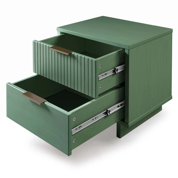 Manhattan Comfort Granville Modern Nightstand with 2 Full Extension Drawers - Sage Green