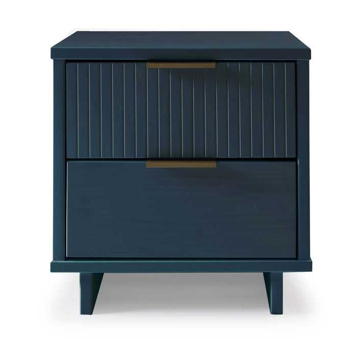 Manhattan Comfort Granville Modern Nightstand with 2 Full Extension Drawer - Midnight Blue