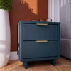 Manhattan Comfort Granville Modern Nightstand with 2 Full Extension Drawers - Midnight Blue|Table de nuit moderne Granville de Manhattan Comfort avec 2 tiroir à extension complète - bleu minuit