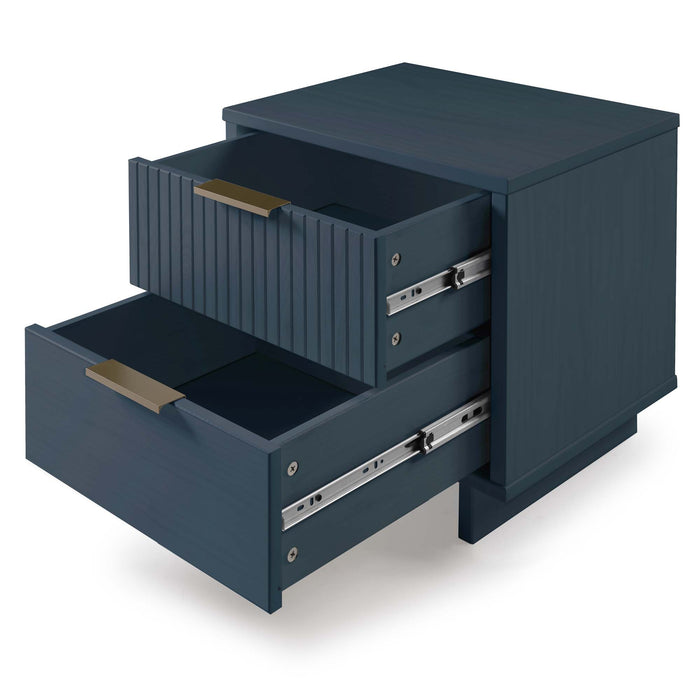 Manhattan Comfort Granville Modern Nightstand with 2 Full Extension Drawer - Midnight Blue