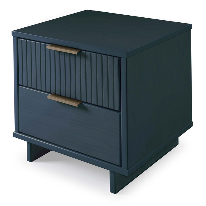 Manhattan Comfort Granville Modern Nightstand with 2 Full Extension Drawer - Midnight Blue