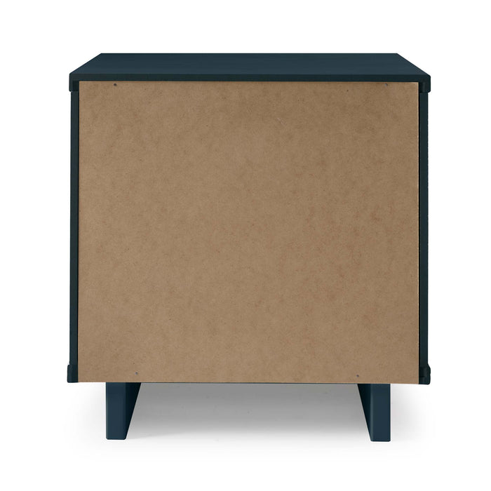 Manhattan Comfort Granville Modern Nightstand with 2 Full Extension Drawer - Midnight Blue