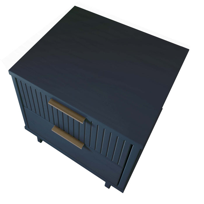 Manhattan Comfort Granville Modern Nightstand with 2 Full Extension Drawer - Midnight Blue
