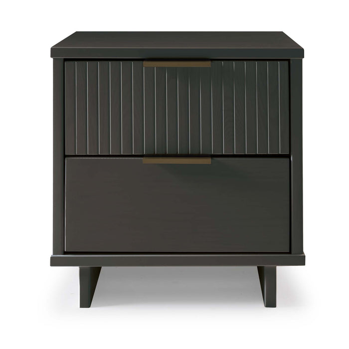 Manhattan Comfort Granville Modern Nightstand with 2 Full Extension Drawer - Charcoal Grey