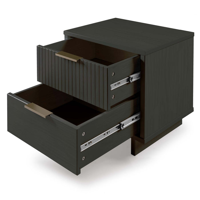 Manhattan Comfort Granville Modern Nightstand with 2 Full Extension Drawer - Charcoal Grey