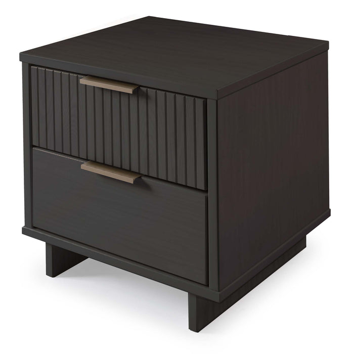 Manhattan Comfort Granville Modern Nightstand with 2 Full Extension Drawer - Charcoal Grey