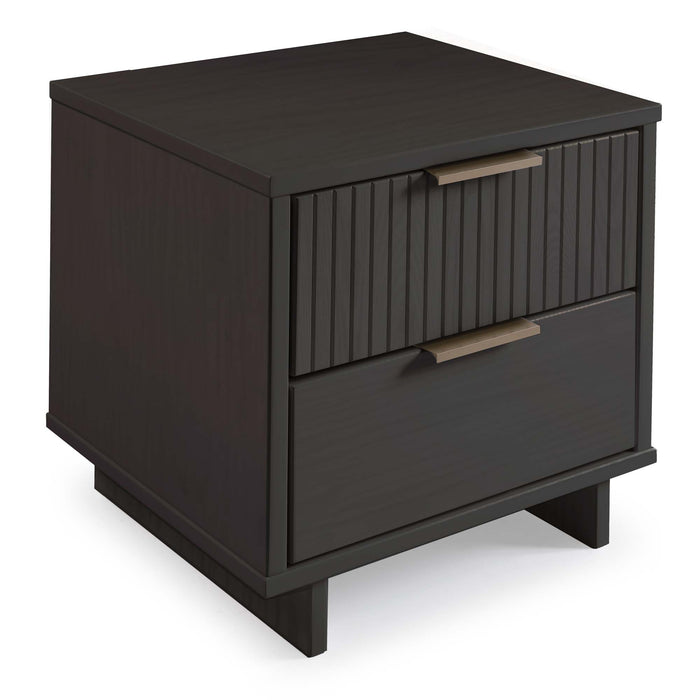 Manhattan Comfort Granville Modern Nightstand with 2 Full Extension Drawer - Charcoal Grey