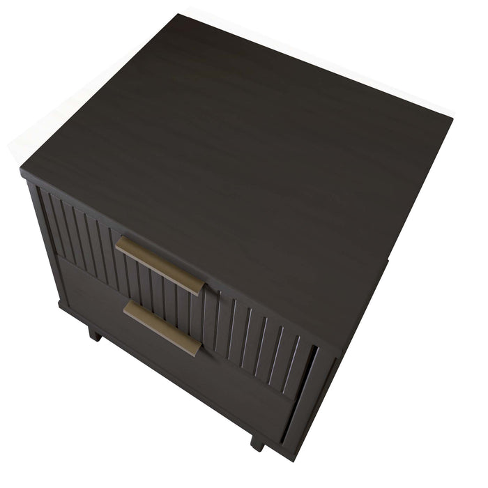 Manhattan Comfort Granville Modern Nightstand with 2 Full Extension Drawer - Charcoal Grey