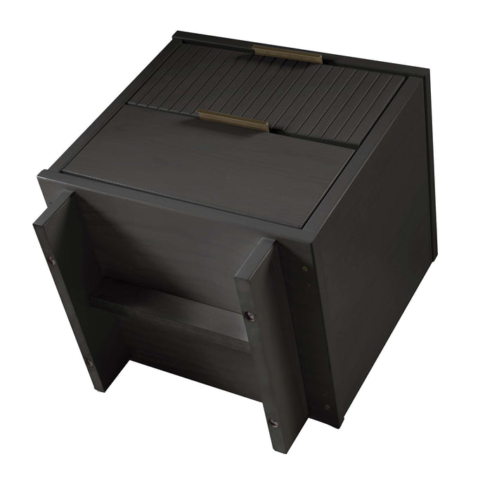 Manhattan Comfort Granville Modern Nightstand with 2 Full Extension Drawer - Charcoal Grey