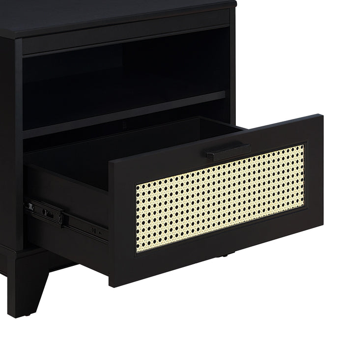 Manhattan Comfort Sheridan Modern Cane Nightstand - Black