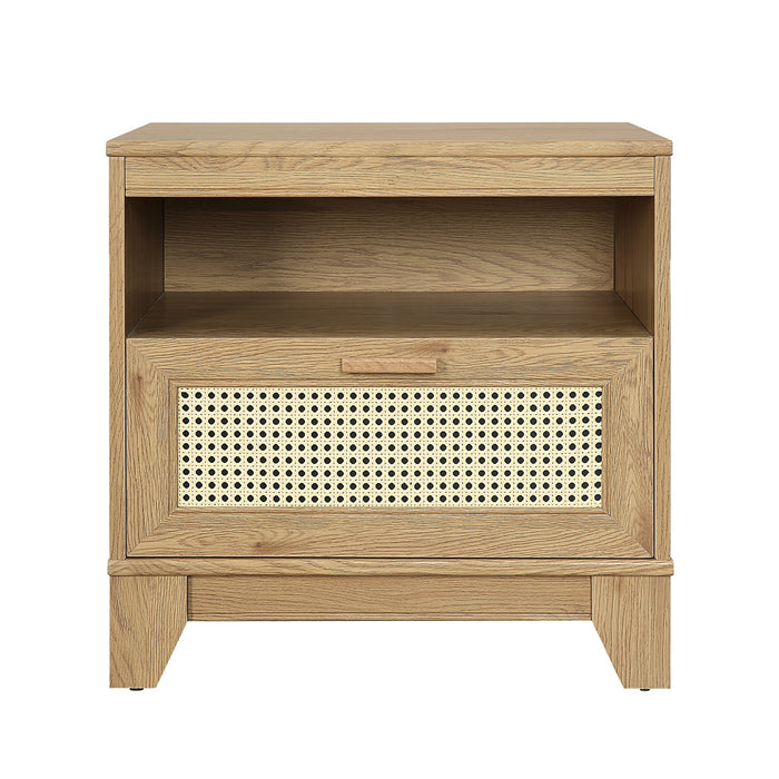 Manhattan Comfort Sheridan Modern Cane Nightstand - Natural