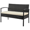 Manhattan Comfort Noli Steel Rattan 4-Piece Patio Conversation Set with Cushions - Cream|Ensemble de conversation Noli de Manhattan Comfort 4 pièces en acier et en rotin avec coussins pour la terrasse - crème