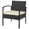 Manhattan Comfort Noli Steel Rattan 4-Piece Patio Conversation Set with Cushions - Cream|Ensemble de conversation Noli de Manhattan Comfort 4 pièces en acier et en rotin avec coussins pour la terrasse - crème