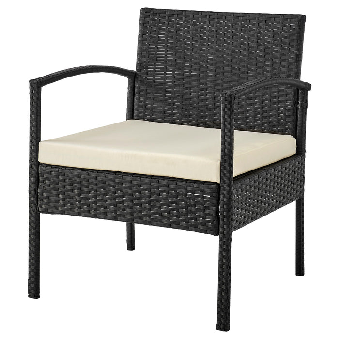 Manhattan Comfort Noli Steel Rattan 4-Piece Patio Conversation Set with Cushions - Cream