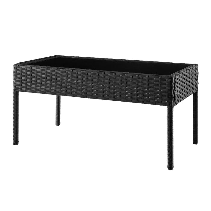 Manhattan Comfort Noli Steel Rattan 4-Piece Patio Conversation Set with Cushions - Grey