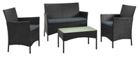Manhattan Comfort Imperia Steel Rattan 4-Piece Patio Conversation Set with Cushions - Grey