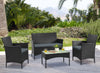 Manhattan Comfort Imperia Steel Rattan 4-Piece Patio Conversation Set with Cushions - Grey|Ensemble de conversation Imperia de Manhattan Comfort 4 pièces en acier et en rotin avec coussins pour la terrasse - gris