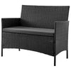 Manhattan Comfort Imperia Steel Rattan 4-Piece Patio Conversation Set with Cushions - Grey|Ensemble de conversation Imperia de Manhattan Comfort 4 pièces en acier et en rotin avec coussins pour la terrasse - gris