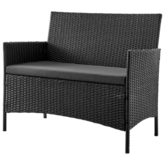 Manhattan Comfort Imperia Steel Rattan 4-Piece Patio Conversation Set with Cushions - Grey