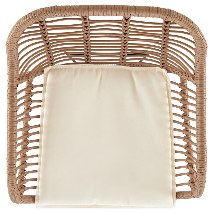 Manhattan Comfort Antibes 1.0 Steel Rattan 3-Piece Patio Conversation Set - Cream