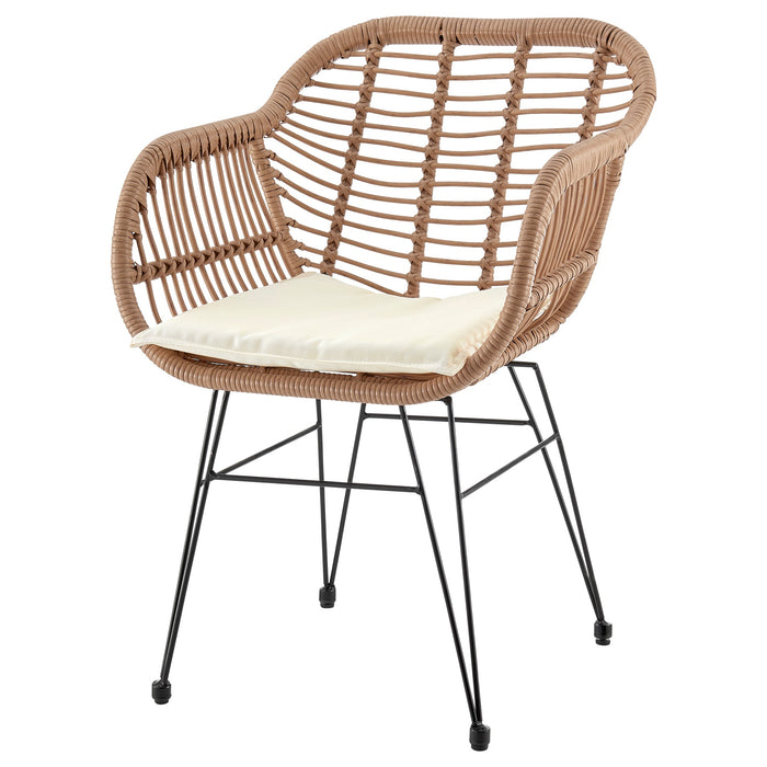 Manhattan Comfort Antibes 1.0 Steel Rattan 3-Piece Patio Conversation Set - Cream