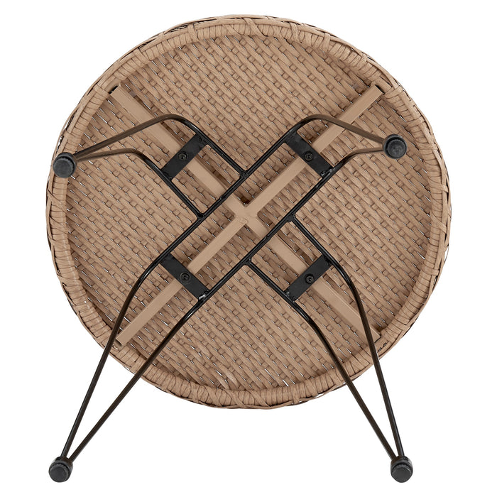 Manhattan Comfort Antibes 1.0 Steel Rattan 3-Piece Patio Conversation Set - Cream