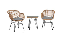 Manhattan Comfort Antibes 1.0 Steel Rattan 3-Piece Patio Conversation Set - Grey