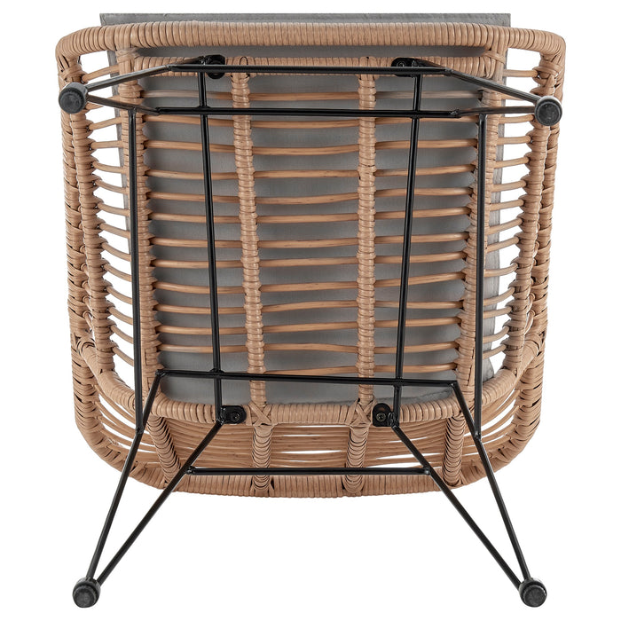Manhattan Comfort Antibes 1.0 Steel Rattan 3-Piece Patio Conversation Set - Grey