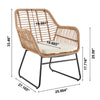 Manhattan Comfort Antibes 2.0 Steel Rattan 4-Piece Patio Conversation Set - Cream|Ensemble de conversation Antibes 2.0 de Manhattan Comfort 4 pièces en acier et en rotin pour la terrasse - crème