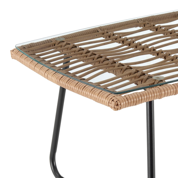 Manhattan Comfort Antibes 2.0 Steel Rattan 4-Piece Patio Conversation Set - Cream