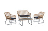 Manhattan Comfort Antibes 2.0 Steel Rattan 4-Piece Patio Conversation Set - Grey|Ensemble de conversation Antibes 2.0 de Manhattan Comfort 4 pièces en acier et en rotin pour la terrasse - gris