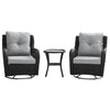 Manhattan Comfort Fruttuo Swivel Steel Rattan 3-Piece Patio Conversation Set - Grey|Ensemble de conversation pivotant Fruttuo de Manhattan Comfort 3 pièces en acier et en rotin pour la terrasse - gris