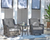 Manhattan Comfort Fruttuo Swivel Steel Rattan 3-Piece Patio Conversation Set - Grey|Ensemble de conversation pivotant Fruttuo de Manhattan Comfort 3 pièces en acier et en rotin pour la terrasse - gris