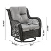 Manhattan Comfort Fruttuo Swivel Steel Rattan 3-Piece Patio Conversation Set - Grey|Ensemble de conversation pivotant Fruttuo de Manhattan Comfort 3 pièces en acier et en rotin pour la terrasse - gris