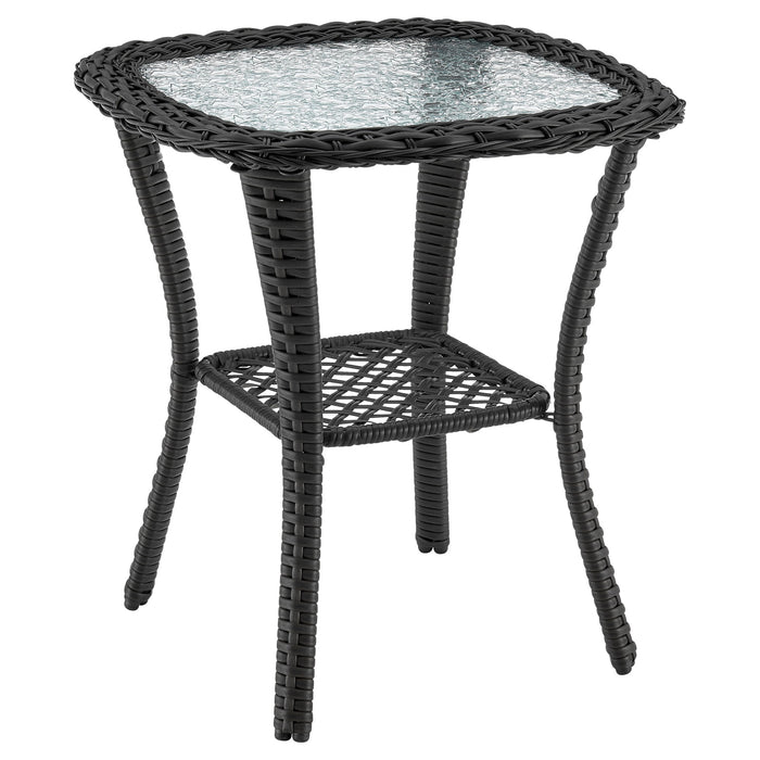 Manhattan Comfort Fruttuo Swivel Steel Rattan 3-Piece Patio Conversation Set - Grey