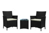 Manhattan Comfort Imperia Steel Rattan 3-Piece Patio Conversation Set - Cream|Ensemble de conversation Imperia de Manhattan Comfort 3 pièces en acier et en rotin pour la terrasse - crème