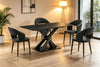 Orion 63” Dining Table with Tech Stone Top, Metal Base – Black | Table de salle à manger Orion avec dessus en pierre artificielle et base en métal - 63 po (L) - noire
