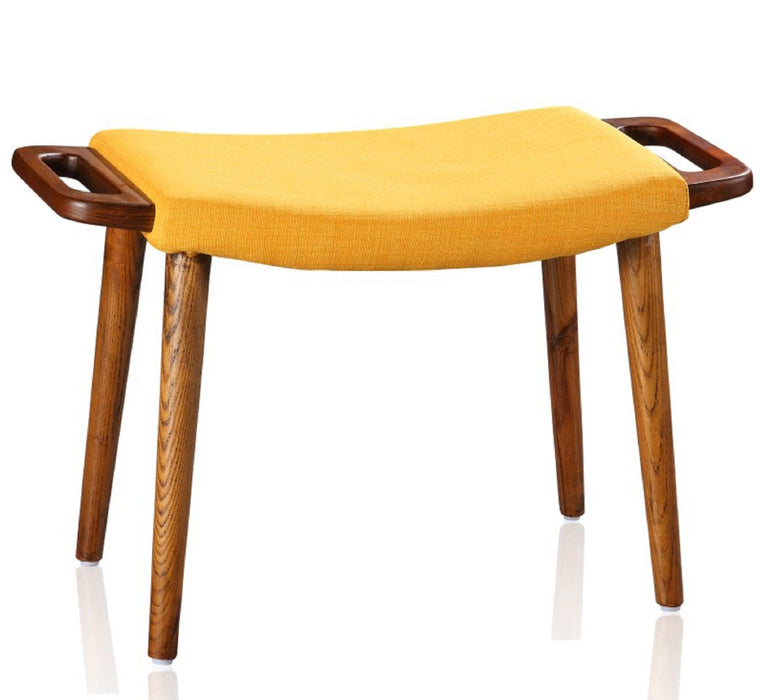 Manhattan Comfort Geta Ottoman - Yellow & Antique Walnut