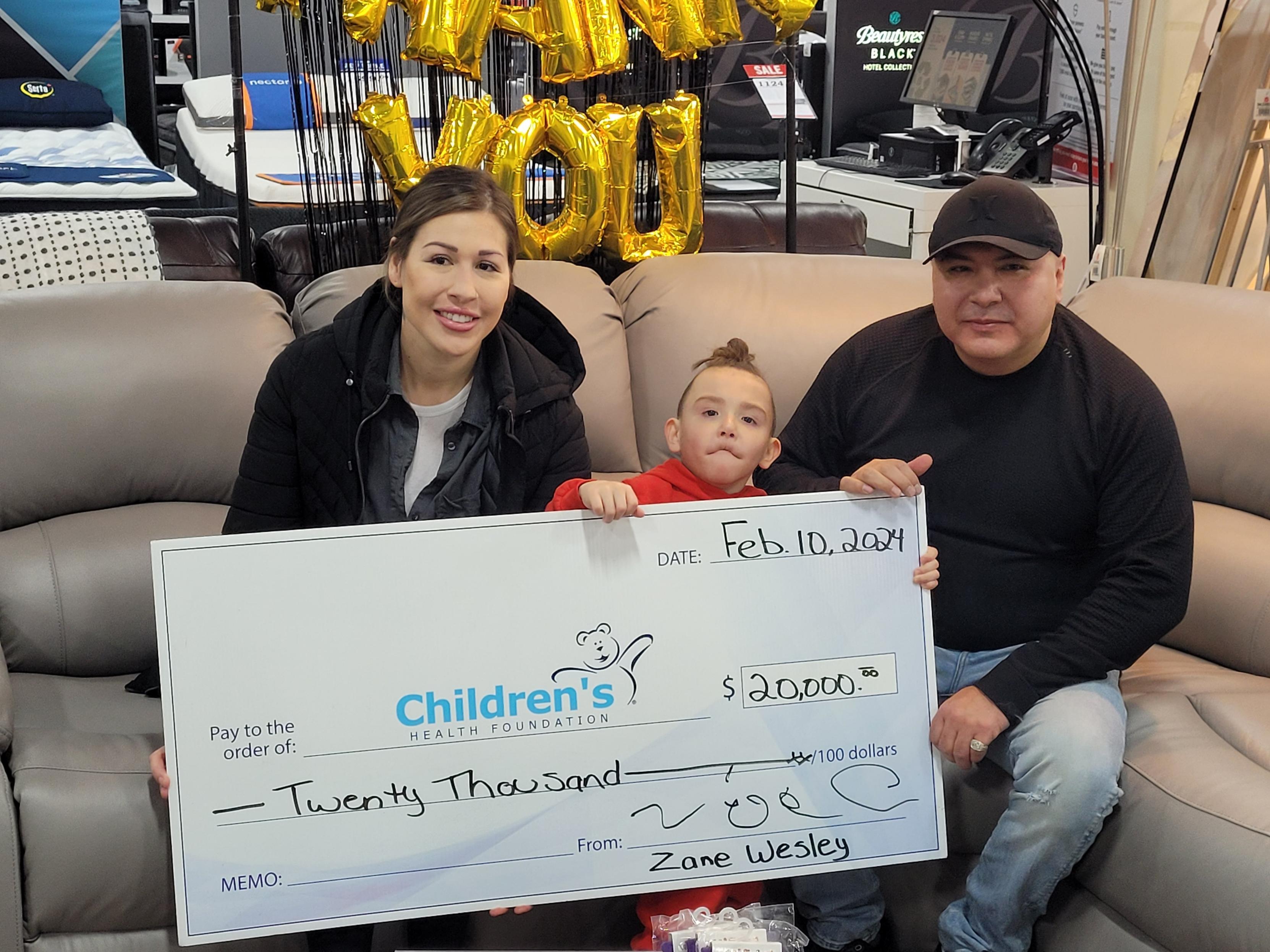 Children's Miracle Network donation presentation at The Brick Owen Sound