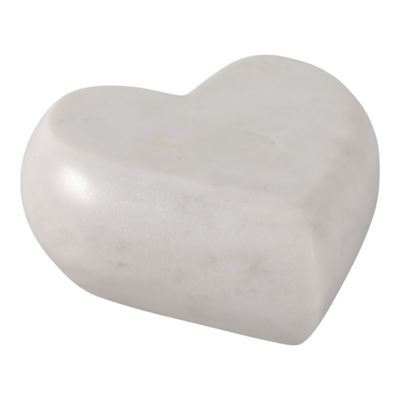 5” Natural Stone Marble Heart – White | Cœur de 5 po en pierre de marbre naturel – blanc