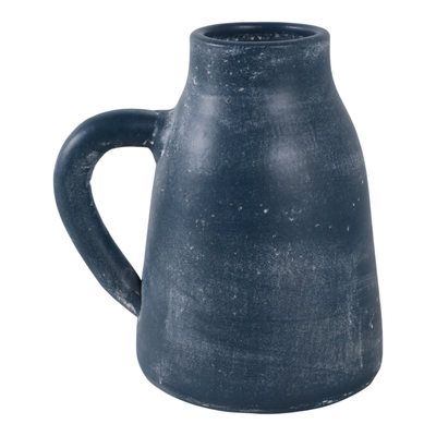 8.75” Terracotta Vase with Handle – Blue  | Vase de 8,75 po en terre cuite avec poignée - bleu