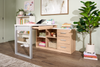 Owen 55" Reversible Corner Office Desk with 4-Drawers & Cubbies – Faux White Marble and Weathered White | Bureau en coin réversible Owen de 55 po avec 4 tiroirs et compartiments - imitation de marbre blanc et blanc vieilli