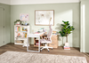 Owen 55" Reversible Corner Office Desk with 4-Drawers & Cubbies – Faux White Marble and Weathered White | Bureau en coin réversible Owen de 55 po avec 4 tiroirs et compartiments - imitation de marbre blanc et blanc vieilli