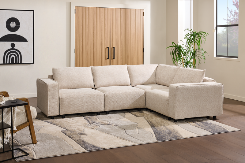 Infinity Modular 4-Piece Chenille Fabric Sofa Sectional – Taupe