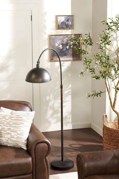 62.75" Bean Bronze Metal Floor Lamp with Adjustable Lamp Head|Lampe à pied de 62,75 po en métal bronze haricot avec tête de lampe réglable