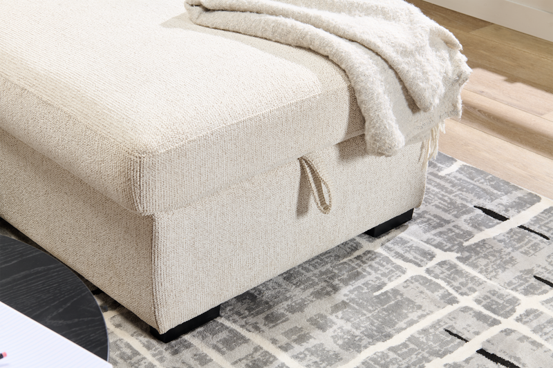 Pocket 2-piece Right-facing Linen-Look Fabric Sleeper Sectional with Storage - Beige