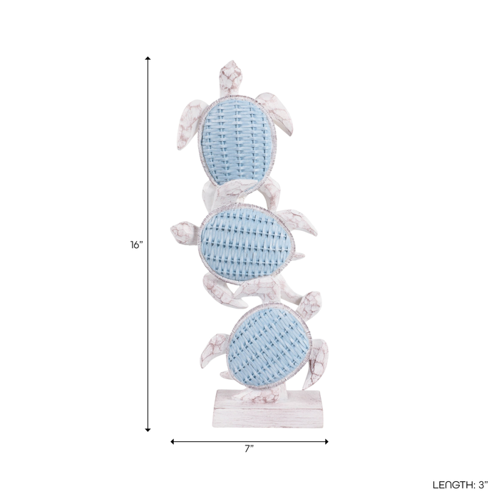 15.75” Vertical Stack of Turtles – Light Blue