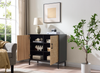 Alenna 36" 2-door Accent Cabinet with Adjustable Shelves and Black Hardware - Black and Weathered White | Armoire décorative Alenna de 36 po à 2 portes avec tablettes réglables et quincaillerie noire - noir et blanc vieilli