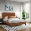 Alix Upholstered Platform Bed in Brown Fabric – Queen Size  | Lit plateforme rembourré Alix en tissu brun - format grand lit